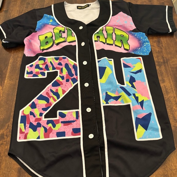 Hop Fashion Bel Air #34 Graffiti Basebal Button Up Jersey - Picture 1 of 7